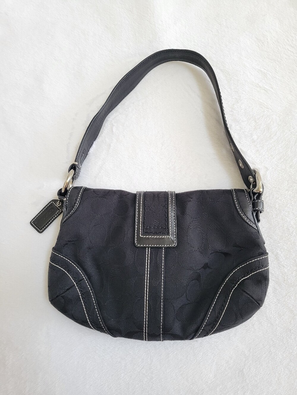 Coach Soho Signature Shoulder Bag Vintage Y2K Black Monogram  Canvas Leather - Picture 2 of 15
